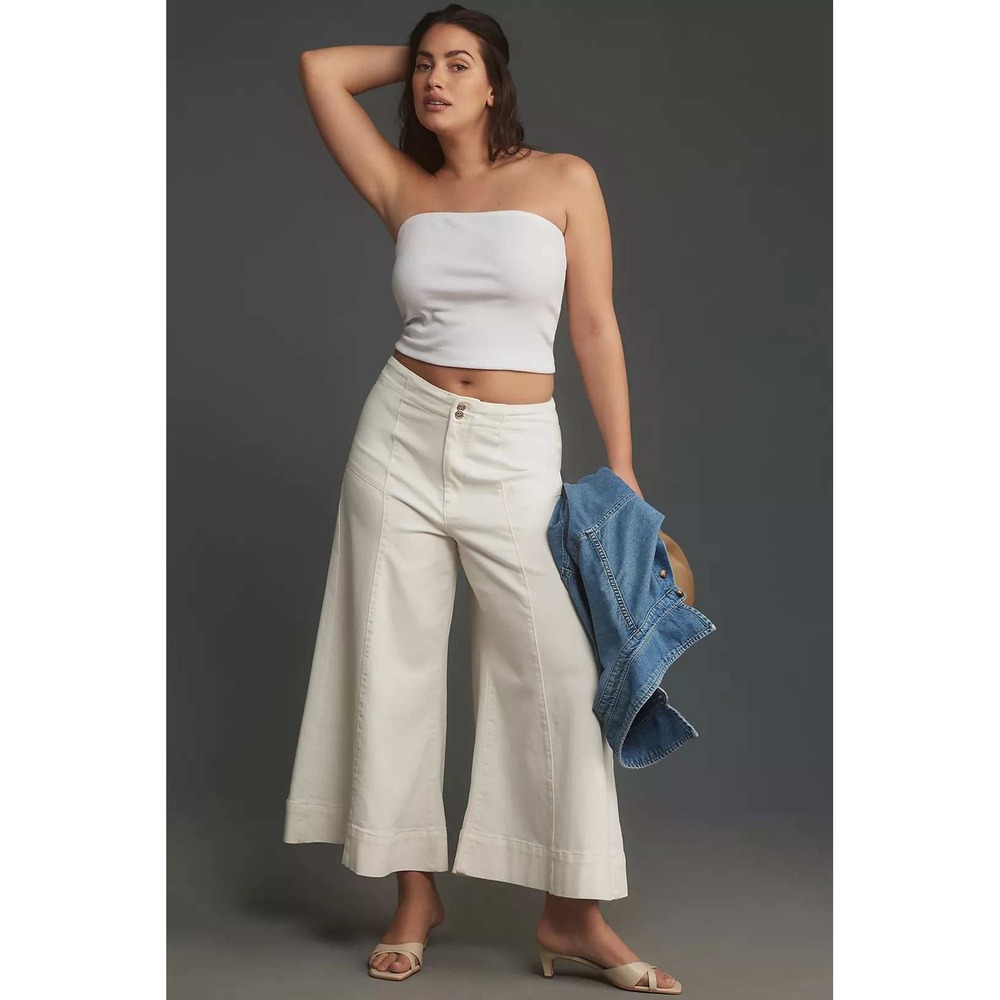 NWOT Pilcro and the Letterpress Wide-Leg Cropped Pants in Cream